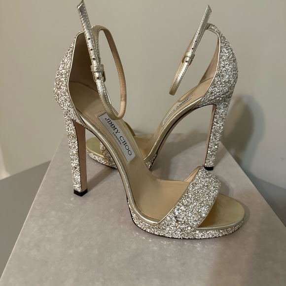 Jimmy Choo Misty 120mm, moon sand, sparkle/glitter, size 39 (Size US 9) - Picture 7 of 10